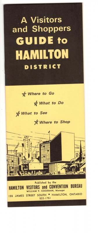 Visitors and Shoppers Guide to Hamilton Ontario, 1966. Many Intersting Lists