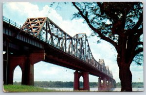 Baton Rouge Louisiana~Mississippi River Bridge~Vintage Postcard