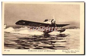 Old Postcard Aircraft Hydroplane before takeoff