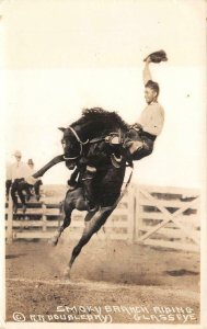 RPPC COWBOY SMOKY BRANCH RIDING GLASSEYE DOUBLEDAY REAL PHOTO POSTCARD (1930s)