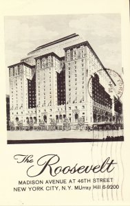 Vintage Postcard - The Hotel Roosevelt - New York City