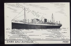 pen010 - Original Pen & Ink Postcard - Spanish Liner - Cabo San Antonio of 1930