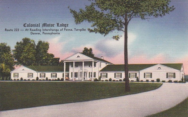 Postcard Colonial Motor Lodge Denver PA