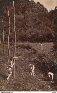 RP; Kids playing along a stream, 1901-07