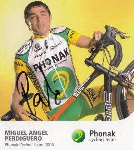 Miguel Angel Perdiguero Cycling Cyclist Champion Phonak Team Hand Signed Photo