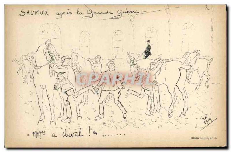 Old Postcard Horse Riding Equestrian Saumur after the Great War