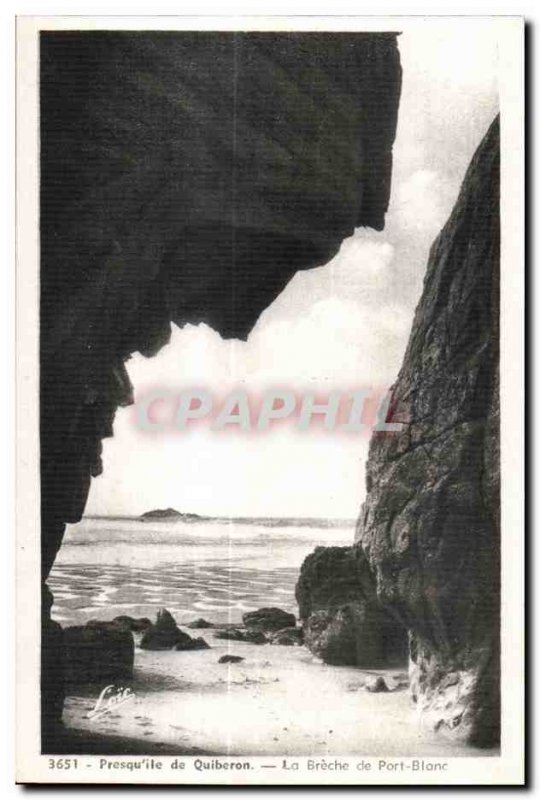 Postcard Old Presqu island of Quiberon port Breche White