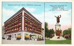 Frederick Maryland, Francis Scott Key Hotel Grave & Monument, Vintage Postcard