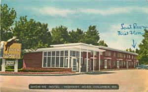 Auto Columbia Missouri 1950s Show Me Motel Roadside Thomas postcard 2212