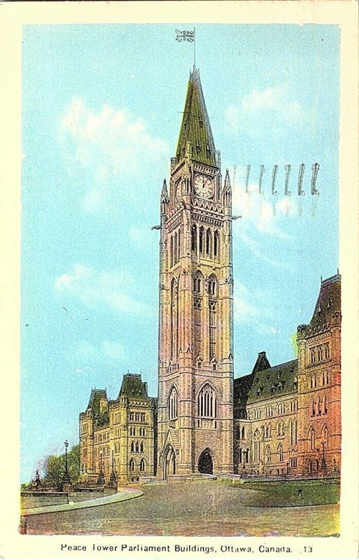 Peace Tower Parliament Buildings Ottawa Canada Postcard Standard View Card  