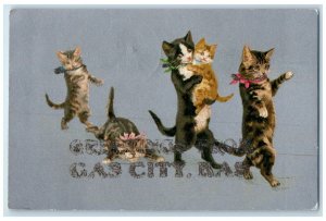 Helena Maguire Anthropomorphic Cats Postcard Greetings From Gas City Kansas KS