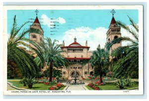 Court Ponce De Leon Hotel St. Augustine Florida 1936 Vintage Postcard 