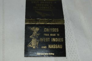 Cruises from Miami to West Indies and Nassau 30 Strike Matchbook Cover