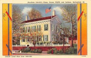 SPRINGFIELD, IL Illinois    ABRAHAM LINCOLN'S HOME~Framed    c1940's Postcard