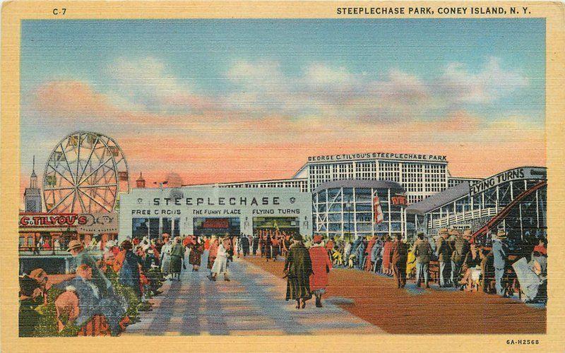 Amusement Coney Island Boardwalk Steeplechase 1940s Interborough Teich 5674