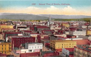 Eureka California~Bird's Eye View Overlooking Rooftops~Church in Distance~c1910