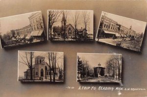 Reading Michigan Buildings Real Photo Vintage Postcard AA34727