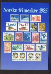 Norway Norge Facsimiles of postage stamps on front of Postcard Norske Frimerker