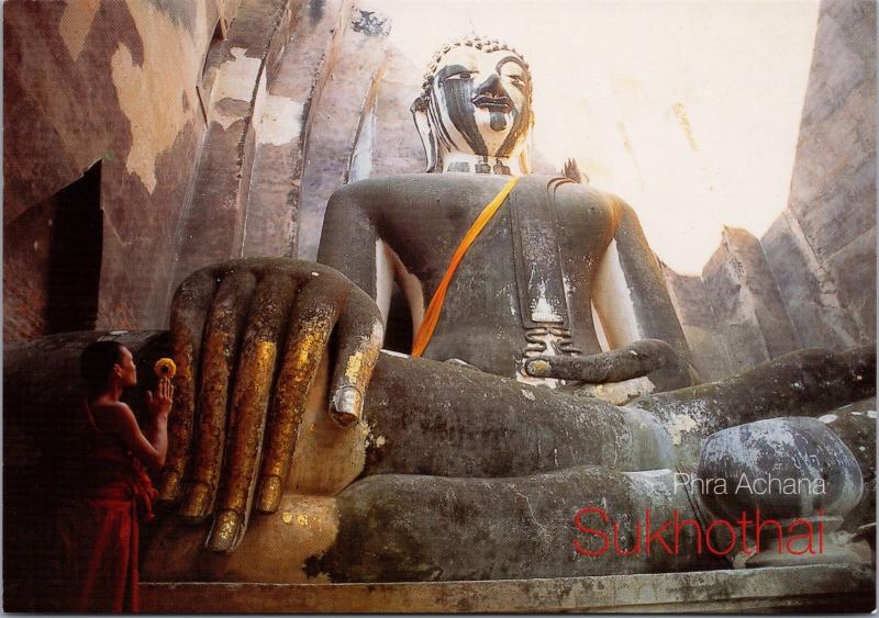 Phra Achana Wat Si Chum Sukhothai Thailand Buddha Temple Unused Postcard D50