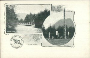 Pacific Coast Steaamship Co Alaska Multi View Sitka Totem Poles Postcard c1900