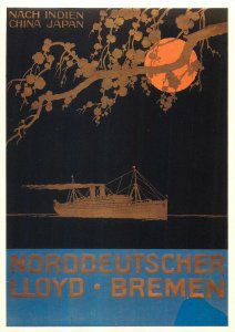 Postcard Transportation Sea Cruise liners norddeutscher lloyd bremen navigation