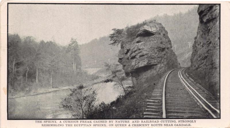 OAKDALE TENNESSEE~THE SPHINX ON QUEEN & CRESCENT RAILROAD ROUTE POSTCARD 1900s