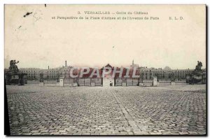 Old Postcard Versailles Castle and grid perspective instead of & # 39armes an...