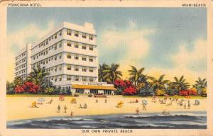 Miami Beach Florida Poinciana Hotel Art Deco Hotel Linen Antique Postcard J59380