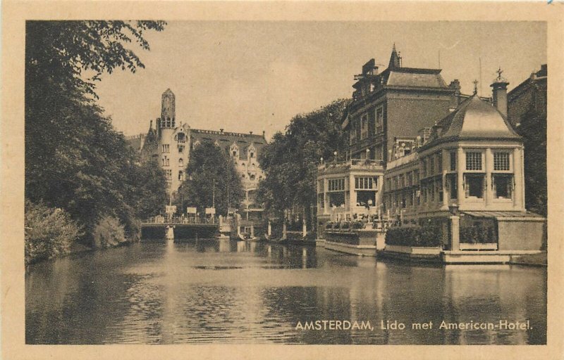 Netherlands Amsterdam Lido met American Hotel Postcard