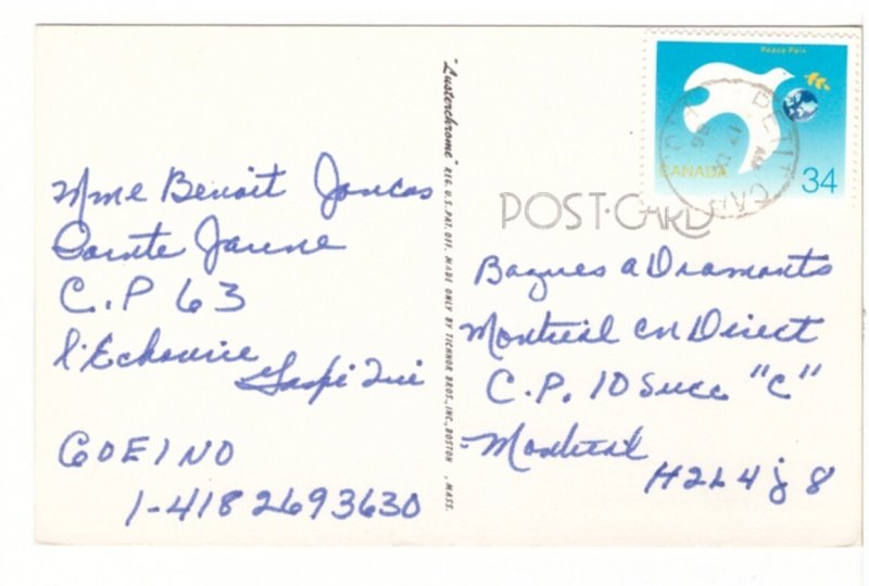 Cloridorme Gaspe, Quebec Vintage 1986 Chrome Postcard