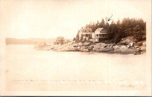 Ocean Point ME West Shore Lizzie Harrington cottage Wiscasset 1930 RPPC 