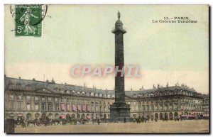Paris - 1 - Column Vendome Old Postcard