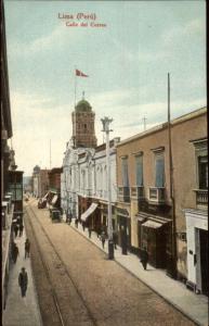 Lima Peru Calle de Correo c1910 Postcard