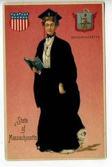 Silk Emboss Langsdorf State Girl Massachusetts Postcard