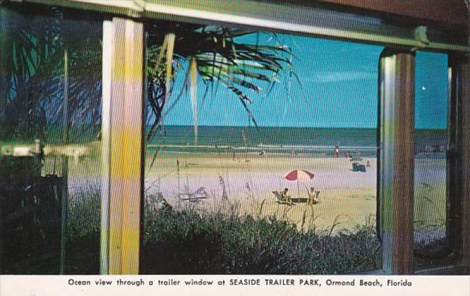 Florida Ormond Beach Ocean View Through Trailer Window At Seaside Trailer Park