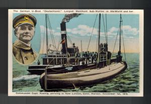 Mint WW 1 German Merchant Submarine U Boat picture Postcard Deutschland Koenig