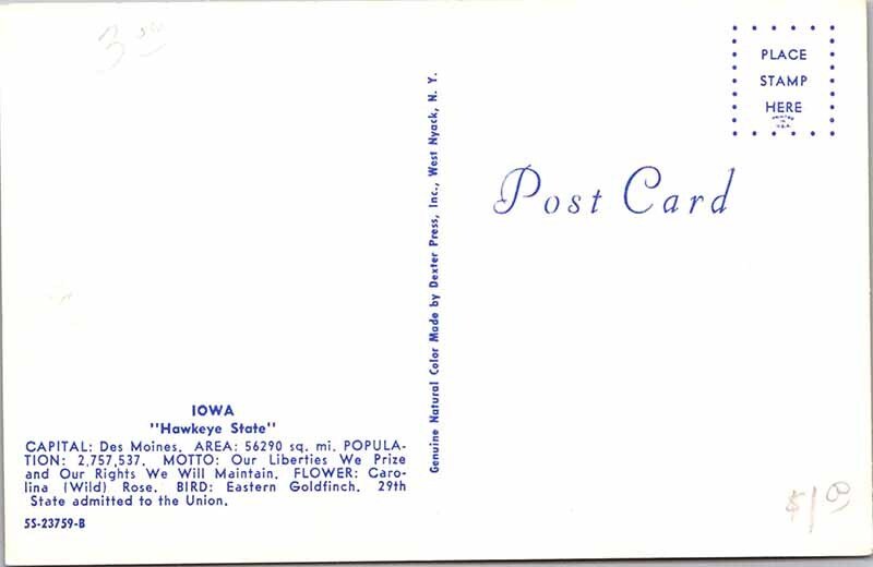 Postcard MAP SCENE Des Moines Iowa IA AK3033