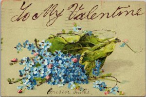 Be My Valentine With Blue Flowers 1907