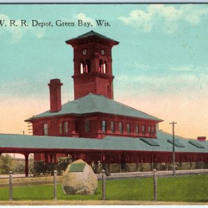 c1910s Green Bay, WI Chicago & North Western Railway Depot Station CNW PC A116 