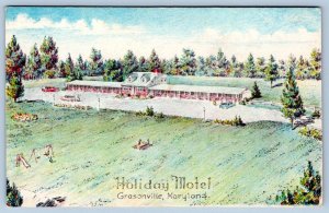 1940-50's HOLIDAY MOTEL GRASONVILLE MARYLAND MD GUY & ETHEL NEUDECKER POSTCARD