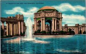 Vtg San Francisco California CA Palace of Fine Arts 1940s Unused Linen Postcard