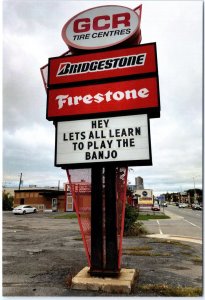 VINTAGE POSTCARD CONTINENTAL SIZE ADVERTISING BRIDGESTONE FIRESTONE TIRES (C)