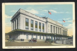 BALTIMORE MARYLAND PENNSYLVANIA RAILROAD DEPOT STATION VINTAGE POSTCARD