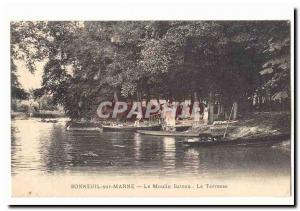 Bonneuil sur Marne Old Postcard The boat mill Terrace