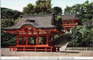 Japan The Dancing Hall and Two storied Gate of Hachimangu Vintage Postcard C163