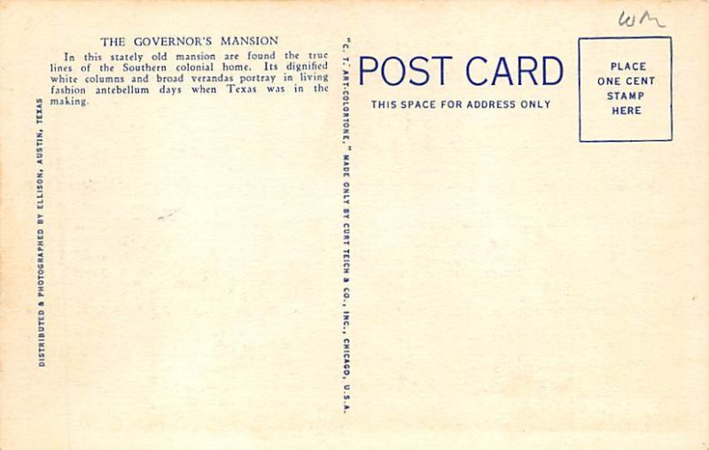 Governor's Mansion Postcard