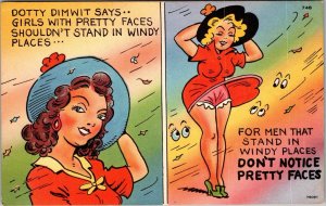 Woman's Skirt Off Color Risque Comic Art Humor Postcard JH10