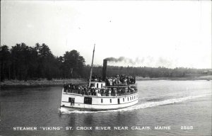 Steamer Boat Viking St. Croix River Near Calais REISSUE Real Photo Postcard