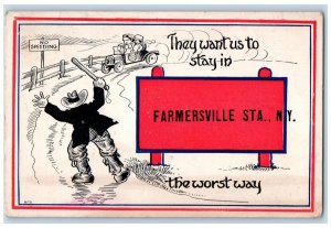 1914 They Want Us Stay In Farmville Sta. New York Worst Way Speeding NY Postcard 