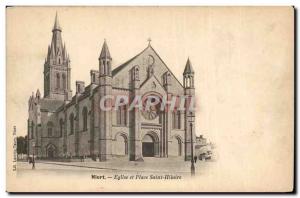 Niort Old Postcard Church and Place Saint Hilaire